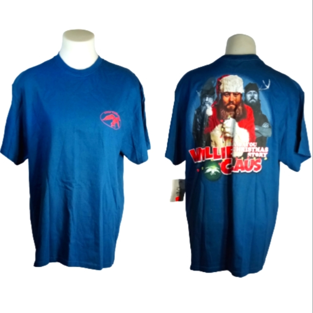 Duck Commander Bayou Christmas Blue Top Sz Lg